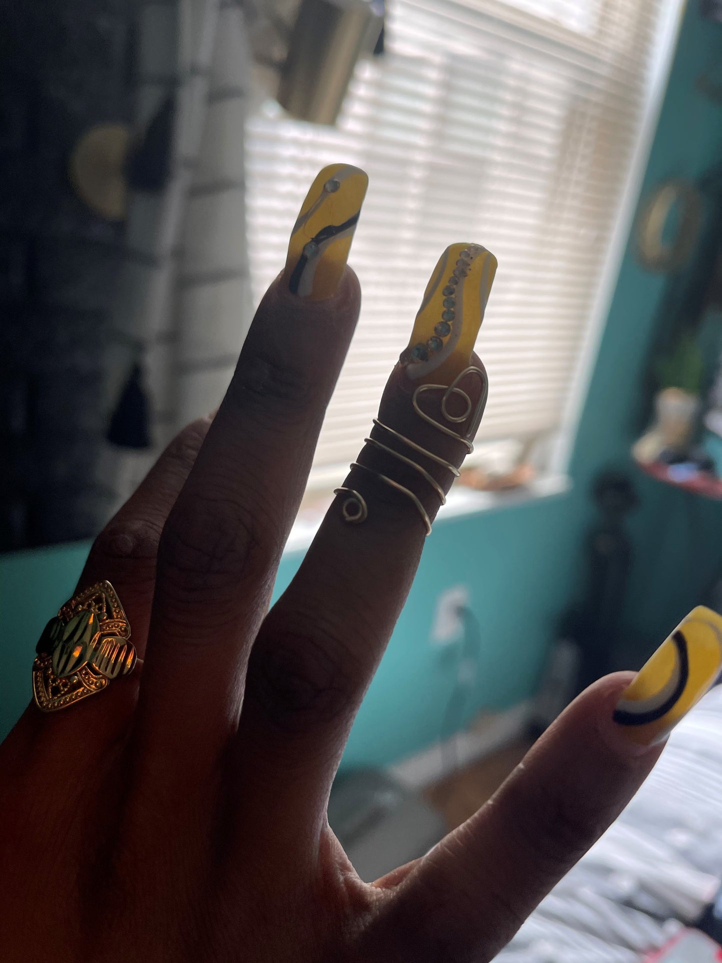 Abstract Heart Ring Set