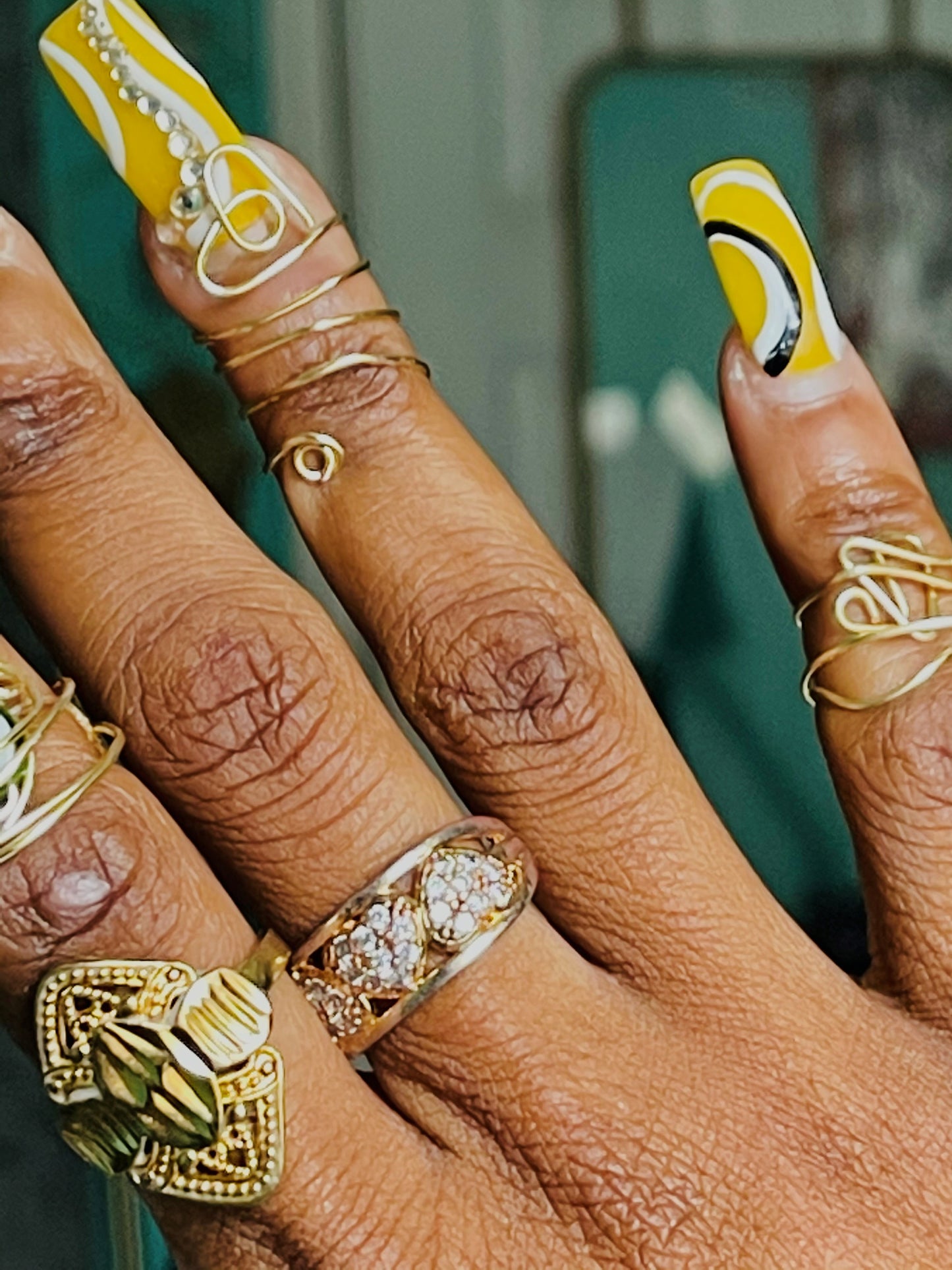 Abstract Heart Ring Set