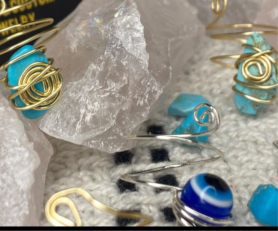 Evil Eye Wire Wrapped Nail Rings