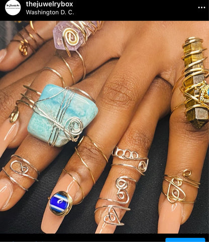 Evil Eye Wire Wrapped Nail Rings
